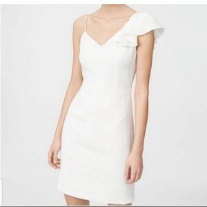 Club Monaco White Asymmetrical Ruffle Mini Dress